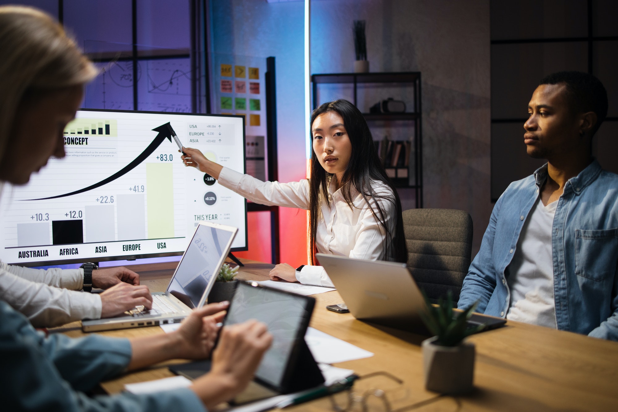 multi-ethnic-economists-analysing-financial-growth-at-office